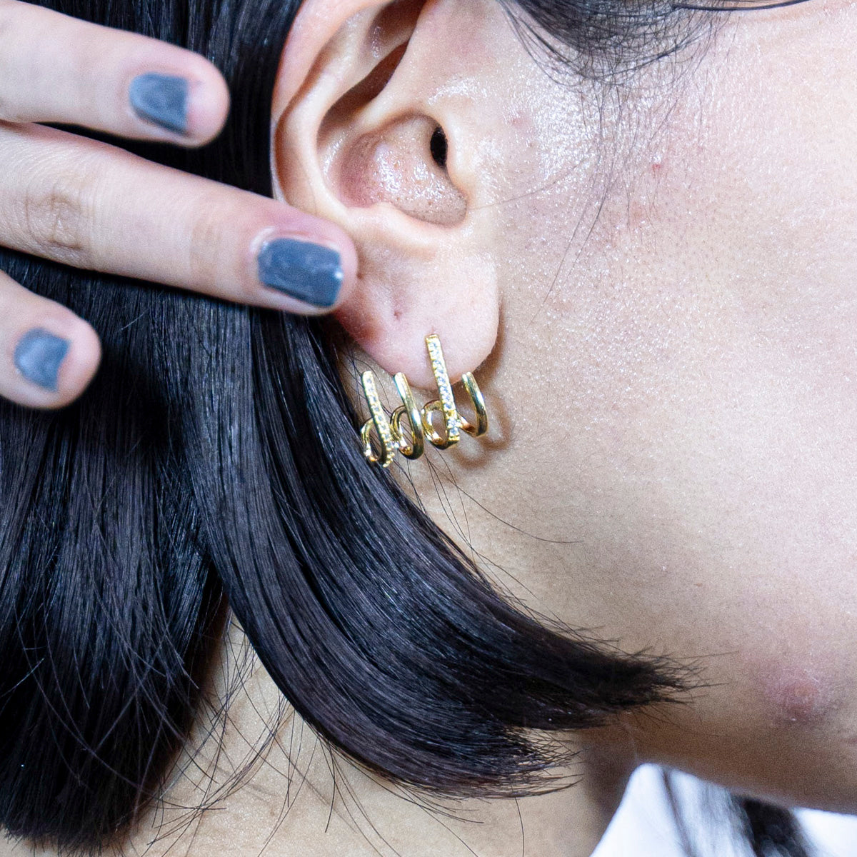 エテピアス DX1556001 JEWEL Black Stainless Steel Cuff Earring｜ブラック